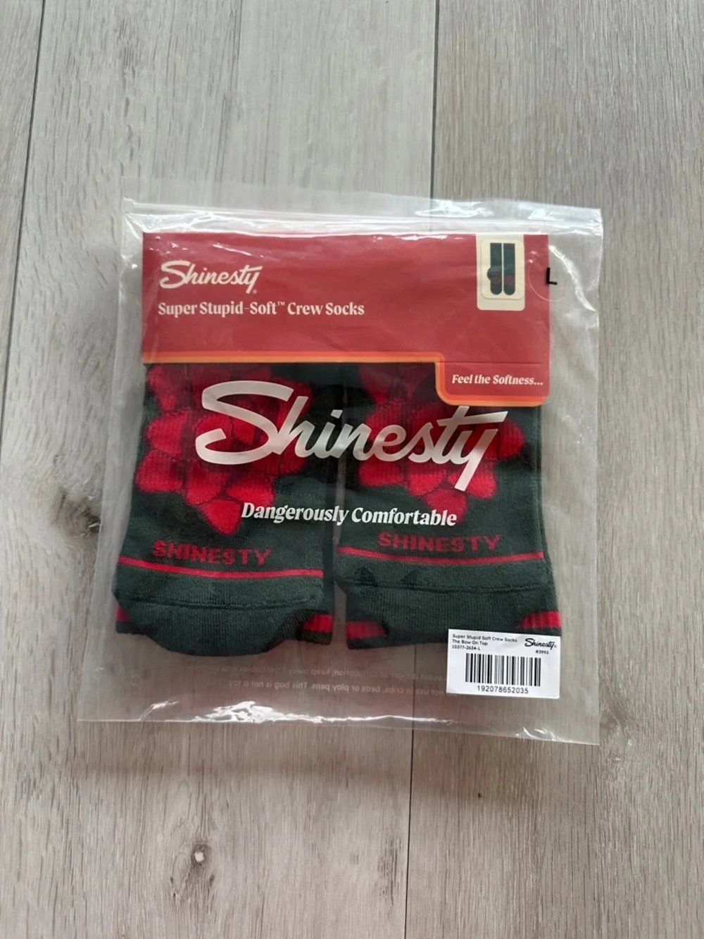 Shineaty Super Stupid Soft Crew Socks The Bow On Top Green L NWT IN PKG